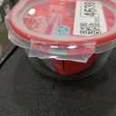 Pyrex Freshlock 4 Cup Round Food Storage Container: Glass Container with Lid, Oven & Microwave Safe, Clear/Red