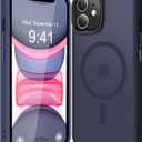 Strong Magnetic for iPhone 11 Case Compatible with Magsafe, [13FT Drop Resistant] Translucent Matte Skin Feeling Back, Aluminum Alloy Keys Shockproof Phone Case, Deep Blue