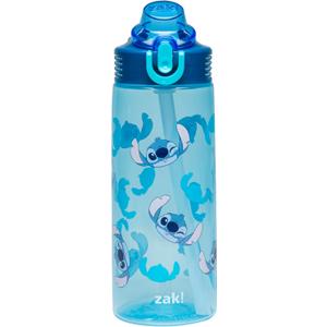 Zak Designs Disney Sage Water Bottle For School or Travel, 25oz Durable Plastic Water Bottle With Straw, Handle, and Leak-Proof, Pop-Up Spout Cover (Stitch)
