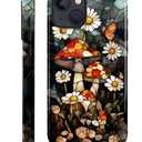 Case Designed for iPhone 13 14, Hybrid 2-Layer Case, Military-Grade Protection Durable Shockproof Anti-Scratch Phone Case, Stained Glass Mushrooms