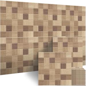 BUBOS Large Acoustic Panels, 6 Pack Wood-Pattern Printing Soundproof Wall Panels, Total Size 70.8 x 47.2 Inches Self-Adhesive Decorative Sound Absorbing Panels for Studio, Home, 36-Cell Parquet Weave