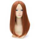 RightOn 20 Inches Dark Orange Wig Long Straight Hair Cosplay Costume Party Wig with Hairnet