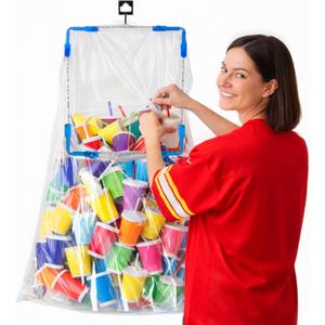 Portable Trash Bag Holder Stand For 20-33+ Gallon Liners. 16x17in Hanging Stand for Waste or Storage & Organization. Garbage can For Home Recycling Camping Picnic Party Boat Car RV or Leaf Collector (Black & Blue)