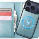 DJBull 2-in-1 Detachable Wallet Case for iPhone 17 Pro Max 6.9" RFID Blocking Flip Folio with Card Holder | PU Leather Shockproof Protective Cover Women Men for Apple 17 Pro Max Phone Case Sky Blue