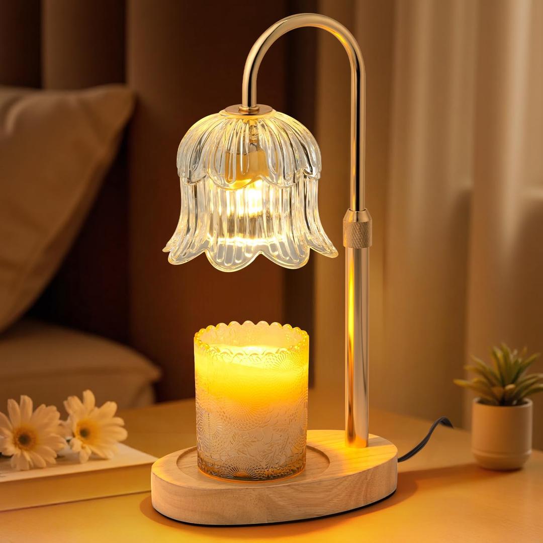 Electric Candle Warmer Lamp with Timer - Flame-Free 4-Level Dimming, Height Adjustable Gifts for Mom Women Friend, Birthday Housewarming Home Bedroom Decor