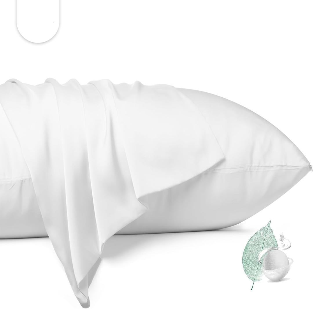 100% Mulberry Silk Pillowcase 2 Pack,Queen Size Silk Pillow Cases for Hair and Skin,Silky Smooth Bed Pillow Cover with Hidden Zipper,Natural Silk Pillow Case Set of 2 (White, Queen 20X30)