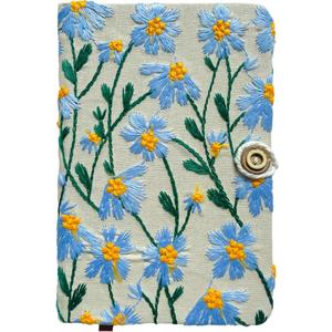 Pocket Notebook, Small Sketchbook, A6 Journal, 4x6 Notebook, Daisy Gifts for Women, Floral Notebook, Embroidery Journal, Blank Notebook, Hardcover, Diary for Girls, Blue Daisy