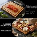 Bamboo Cutting Board, 1" Thick Heavy Duty Wood Chopping Board for Kitchen, Built-in Deep Juice Groove and Handles, Reversible Charcuterie Board for Meat BBQ, Gift for Housewarming, 17x12''