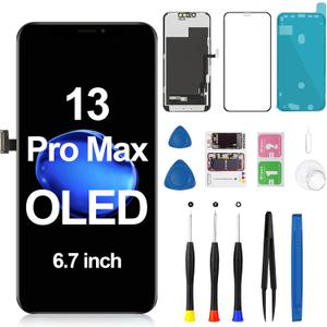 OLED for iPhone 13 Pro Max Screen Replacement Kit OLED Display 3D Touch Frame Digitizer A2641 A2643 A2484 A2644 A2645 Full Assembly Repair Tool Black 6.7 inch