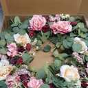 WANNA-CUL 24 Inch Spring Valentines Day Wreaths for Front Door,Spring Mothers Day Wreath Gifts Decorations with Pink,Champagne, Burgundy Rose and Eucalyptus Leaves for Wedding or Indoor&Outdoor Decor (07-Red Rose)