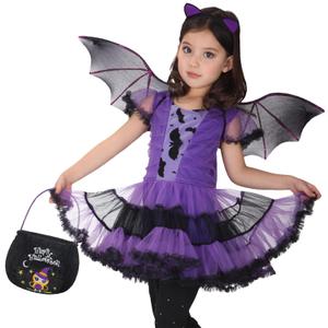 Girls Bat Costume Halloween Vampire Cosplay Costume Set for Kids (Small)