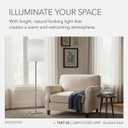 Adesso Brushed Steel Floor Lamp with White Lampshade Modern Accent Light for Bedroom, Living Room, and House Dcor, 60.5 Tall
