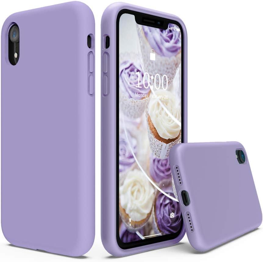 SURPHY Compatible with iPhone XR Case, Thickened Liquid Silicone Phone Case (with Microfiber Lining) for iPhone XR 6.1 inches, Light Purple