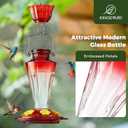 Kingsyard Glass Hummingbird Feeders for Outdoors Hanging Ant & Bee Proof, 16 Ounces Bird Nectar Feeder 6 Flower Feeding Ports, Leak Proof, Easy to Refill & Clean, Ant Moat Included, Red Gradient