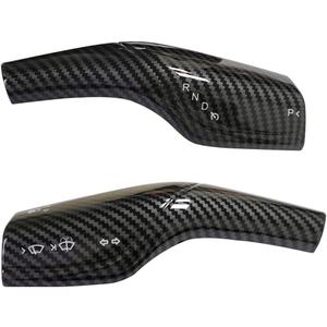 Compatible with Tesla Model 3 Model Y Column Gear Shift Cover Lever Steering Wheel Interior Protection Accessories(Carbon Fiber Pattern)