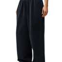 HeSaYep Women's Wide Leg Sweatpants Y2k Interior Drawstring Baggy Joggers Dancer Pants Streetwear with Pockets, Black XL