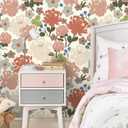 5 x Hopepak 16.1''x118'' Floral Peel and Stick Wallpaper Vintage Rose Flower Contact Paper for Bedroom Self Adhesive Removable Wallpaper Wallpaper for Nursery Bathroom Decor (Red)