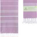 WETCAT Turkish Beach Towel Oversized (38"x71") 100% Turkish Cotton, Made in Turkey - Sand Free, Extra Large, Ultra Soft, Quick Drying, Compact & Lightweight for Travel - Lilac