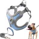 Dog Harness with Leash Set, Adjustable Step in Collars Harness with Breathable Padded Vest for Small Medium Large Dogs Training and Running (L, Blue)