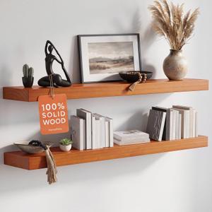 Homeforia 36 Inch Floating Shelves, High-End Solid Pine Wood, Set of 3