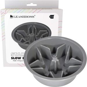 Leash Boss Slow Feeder Dog Bowl - Cup Maze Puzzle Food Bowl, Fits into Elevated Pet Feeders - Slow Eating for Large, Medium & Small Sized Breeds (1.5 Cup - 6-6.25 Inch Holes)