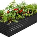 DIIYIV 12x4x1.5FT Galvanized Raised Garden Bed,Vegetable Boxes-Rectangle Metal Flower Box,Large Planter Raised Beds Outdoor Garden for Planting,Fruit,Herb-Black