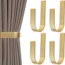 Groleca 4 Pack Modern Curtain Holdbacks Curtain Tiebacks Wall Mount Solid Aluminum U Shaped Curtain Wall Hooks Curtain Pull Backs Curtain Holders Curtain Tie Backs for Curtain (4, Gold)