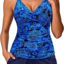 Yonique Women Underwire Tankini Swimsuit with Shorts - Two Piece Tummy Control Bathing Suit 2025 Swimwear with Pockets, Blue Paisley,  XXL