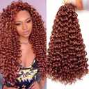 8 Packs Curly Crochet Hair for Women 18Inch Long GoGo Curl Crochet Hair Deep Wave Braiding Hair,Synthetic Bohemian Crochet Braid Water Wave Crochet Hair Extensions