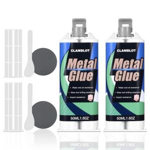2-Pack Heavy Duty Metal Glue & Steel Epoxy - (1.76oz x 2) Waterproof Liquid Weld, Strongest Adhesive for Multiple Surfaces: Plastic, Ceramic, Pipe Leak Sealer, Cold Welding Repair Kit