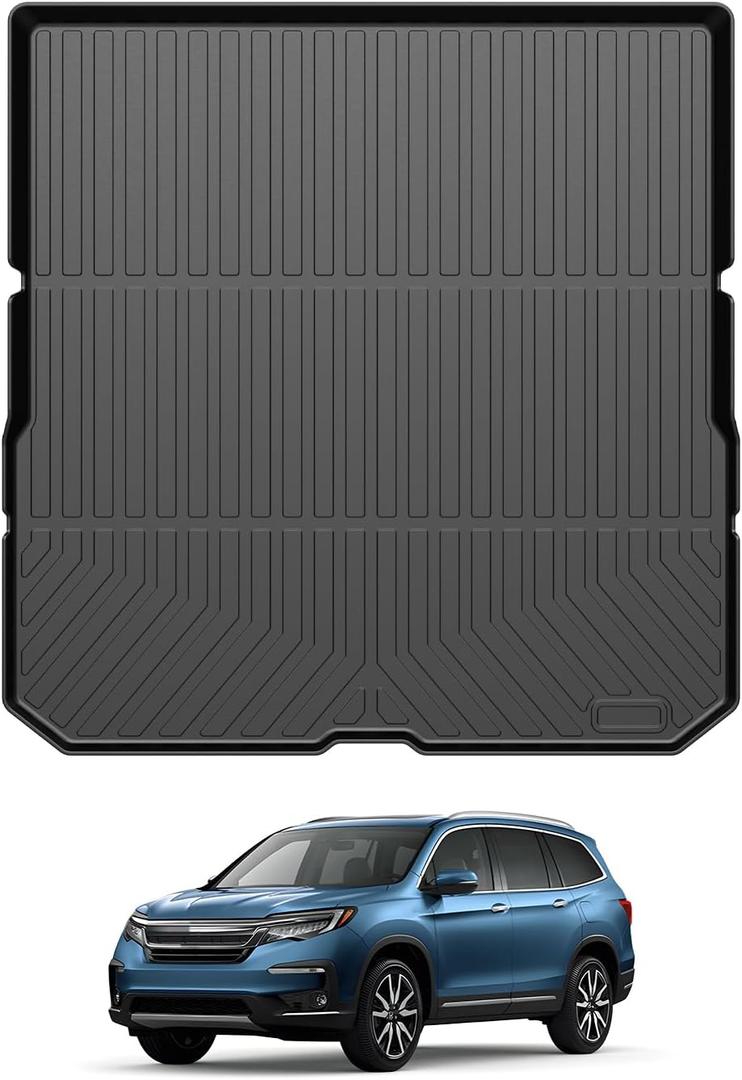 Powerty Trunk Mat for 2016-2021 2022 Honda Pilot Accessories Cargo Mats TPE All Weather Cargo Liner Back Seat Cover Heavy-Duty Trunk Liners