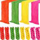 8 Pcs Hawaiian Cheesecloth Table Runner Pink Orange Green Yellow Tropical Summer Luau Decor 118" Long Neon Table Cover for Summer Flamingo Birthday Picnic Party Supplies Decorations