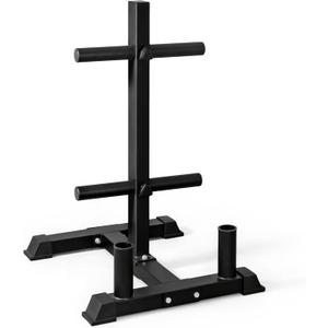 CAP Olympic Bumper Plate Tree Rack with Barbell Holders, Heavy-Duty Weight Plate Storage Rack for Home Gym, Steel Olympic Plate Organizer Stand, Multiple Color & Size Options