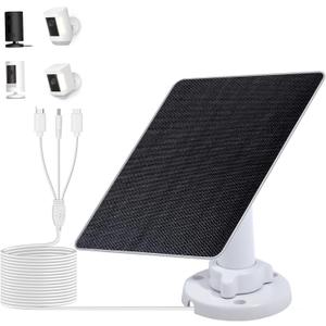ECO-WORTHY Solar Panel for Ring Camera Outdoor Wireless, 5W Fast Charging Compatible with Rings Spotlight & All-New Stick Up Outdoor Cam with USB-C & Barrel Plug, USB C Solar Panel 5V, 9.8ft Cable3m