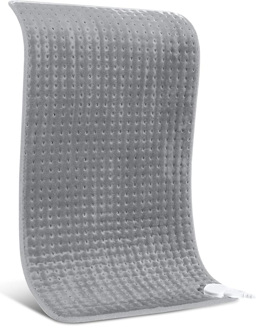 Heating Pad for Back Pain Relief, 17" X 33" XXX-Large Heating Pads for Cramps Neck & Shoulder, Extra XL Electric Heat Pad W/ 6 Temperature Settings, Moist Dry Heat Therapy, 2H Auto-Off, Grey