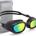 OMID Swim Goggles, P3 Anti-Fog Swimming Goggles for Men Women Anti-UV Goggles (A2-allblack-gold)