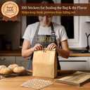 AOZITA 100 Pack Paper Bread Bags with Tin Tie Lock & Clear Window - Large Bakery Bags for Homemade Sourdough Bread, Cookies, Snacks Storage 14"x8.3"x3.5" Includes Seal Stickers
