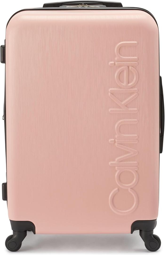 Calvin Klein Women's Hard Side Upright Luggage Spinner Light Weight Suitcase, Mellow Rose, Medium