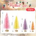 Soulchen 12 Pcs Pastel Mini Christmas Trees 4-10 Inch Pink Canyland Christmas Village Centerpieces Tables Decor Bottle Brush Xmas Sisal Trees with Wood Base for Xmas Tabletop DIY Craft (4 Size)