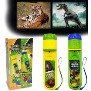 2 in 1 Dinosaur & Animal Torch and Projector Toy for Kids Ages 3 4 5 6 7 Years Old, Educational Learning Toys with 6 Discs 48 Images, Bedtime Night Light for Boys Girls Children (Dino+Animal)