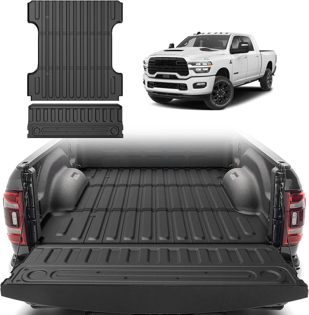 CARTIST Truck Bed Mat for 2009-2018 Ram 1500 & 2009-2026 Ram 2500/3500&1500 Classic 2019-2024 (6.4 FT), NOT for Optional Rambox, Heavy Duty TPE Trunk Mat, Car Accessories