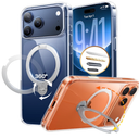 TORRAS Ostand Q3 Spin for iPhone 17 Pro Case Clear, 360 Magnetic Stand, Fit for MagSafe, Camera Control, Builtin Kickstand, 4X MilitaryGrade Shockproof Slim Phone Case for iPhone 17 Pro, 6.3''