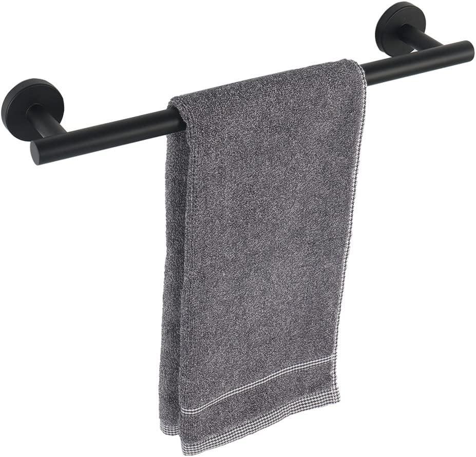 TocTen Bath Towel Bar - Thicken SUS304 Stainless Steel Bathroom Towel Holder, Towel Rod for Bathroom Heavy Duty Wall Mounted Towel Rack Hanger (18IN, Matte Black)