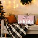 Pink Merry Christmas Pillow Covers 12x20, Preppy Christmas Decor, Pink and White Xmas Tree Snowflake Winter Lumbar Throw Pillow Covers for Girls Room Dorm Apartment