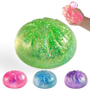 Glitter Dumpling Squishy,Rare Style Sugar Squishies Dumpling Mystery Box, Viral Bao Bun Food Squeeze Toy,Stress Relief Fidget Toys (Green)