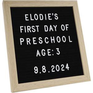 C CRYSTAL LEMON Black Felt Letter Board 10x10in Milestone & Pregnancy Announcement Message Board with 336 Letters, Wooden Frame, Wall Mount or Stand, Black
