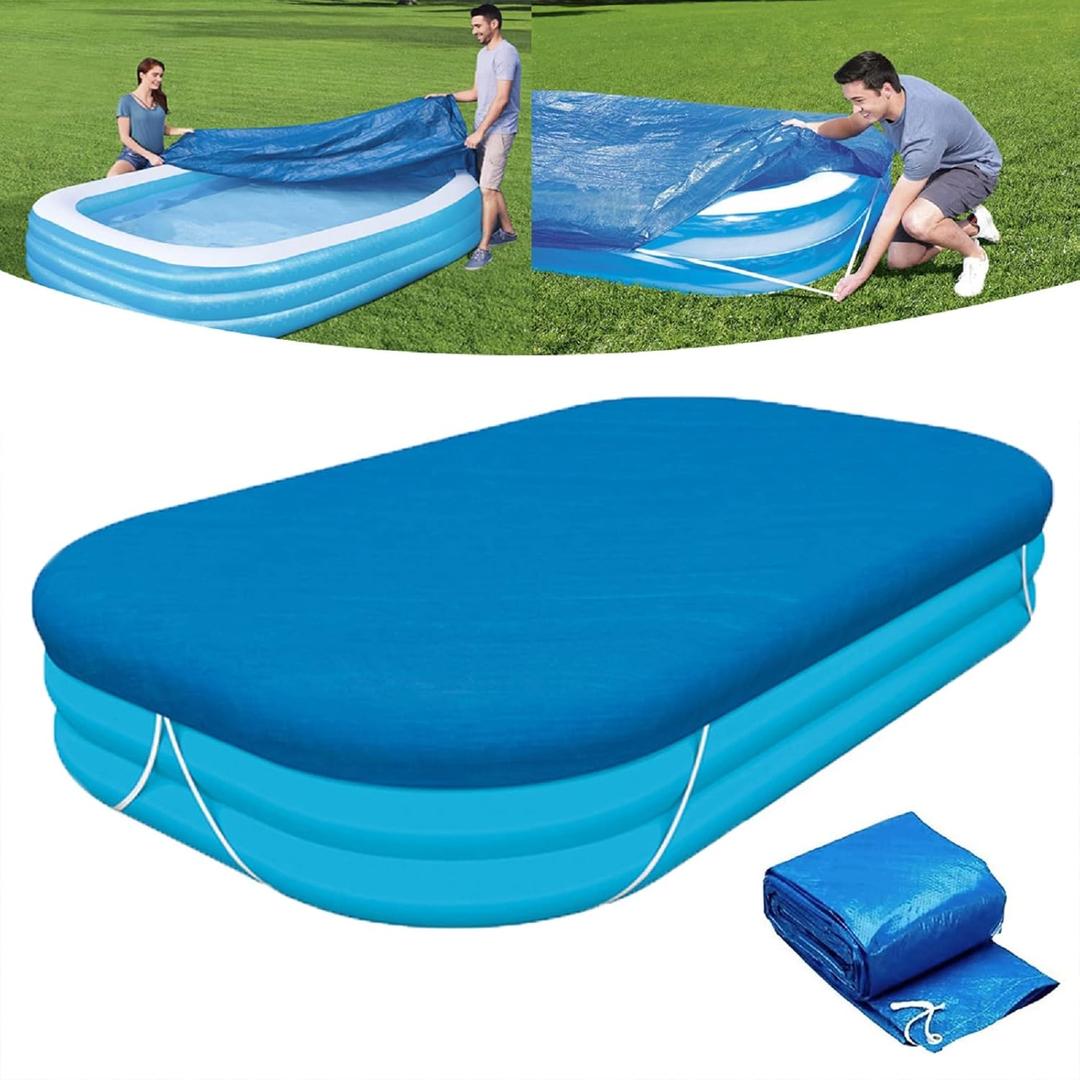 Rectangle Pool Cover, Fits 120 in x 72 in Inflatable Rectangle Swimming Pool Cover, Inflatable Pool Cover, Keep Warm dust-Proof Frame Pool Cover for Outdoor Paddling Family Pools