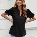 Blooming Jelly Women's Puff Sleeve Casual Tops Fashion Polka Dot Blouses Dressy Ladies Summer Tops