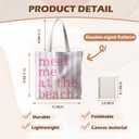 Beach Tote Bag, Summer Canvas Striped Tote Bags for Women, Meet Me At The Beach Aesthetic Shopping Bag (Pink&purple)