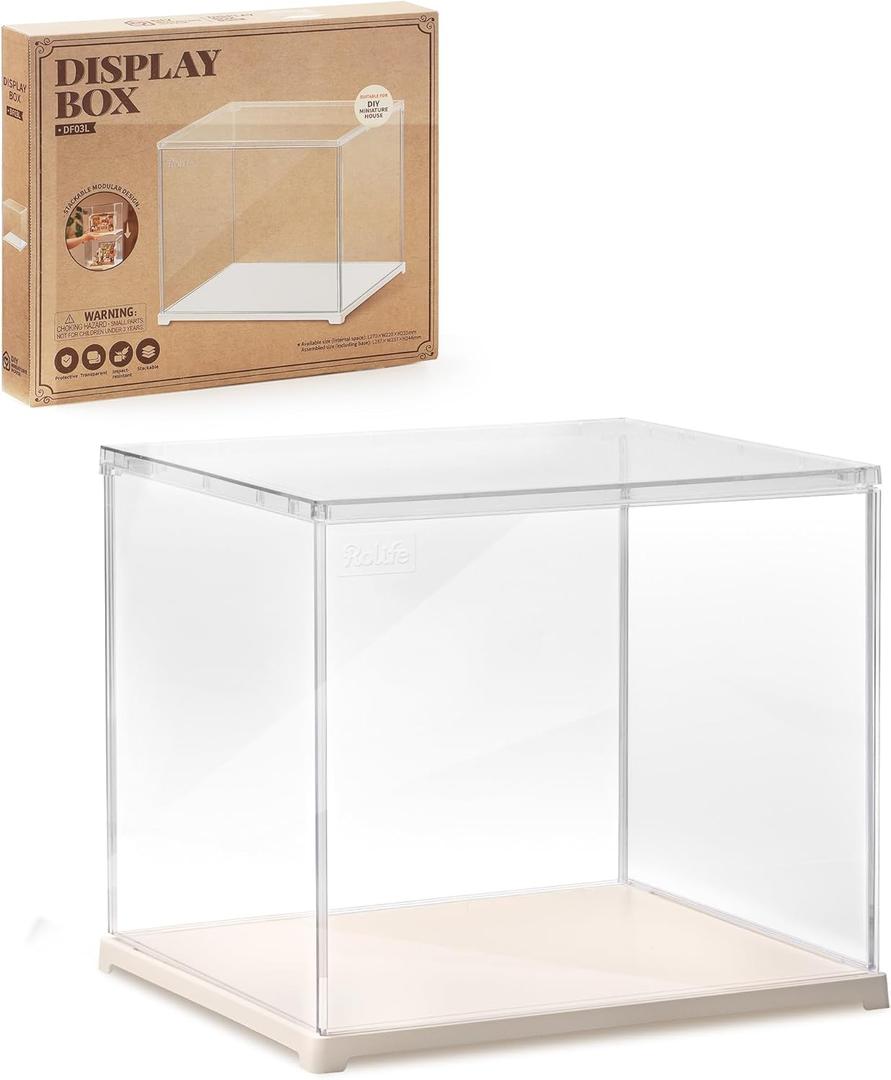 Rowood Display Box,Dustproof Acrylic Display Case for Miniature House Kit,Book Nook,3D Puzzle(11.3x9.3x9.6inch)